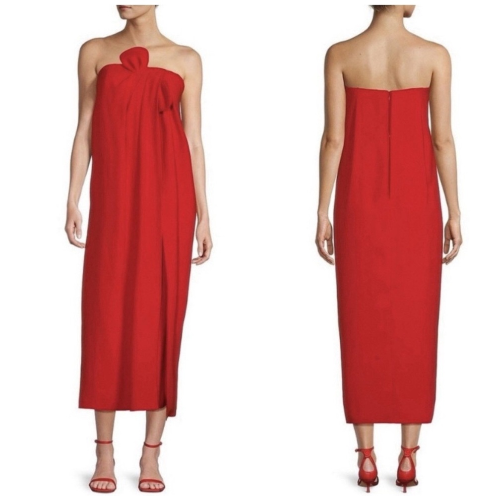 ANTONIO MELANI x Elizabeth Damrich Radzwill Red Crepe Strapless Dress Size 12